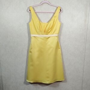 H150 Forever Yours lemon yellow satin formal dress 10 NWT